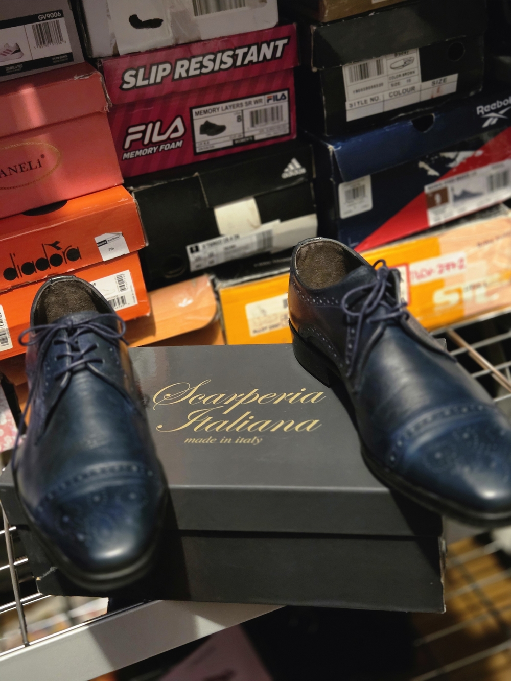 Classy Dressy ITALIAN shoes .Navy Leather Oxford Dress Shoes Size EUROPEAN 44